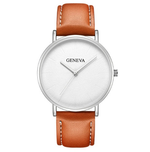 Geneva Luxury Quartz Watch - Leather Strap