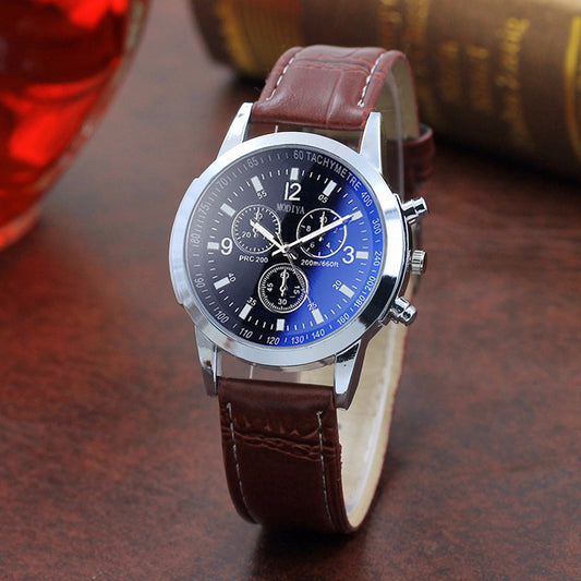 Men's Quartz Watches - Fashion Blue Glass Belt Watch | Modern Minimalist