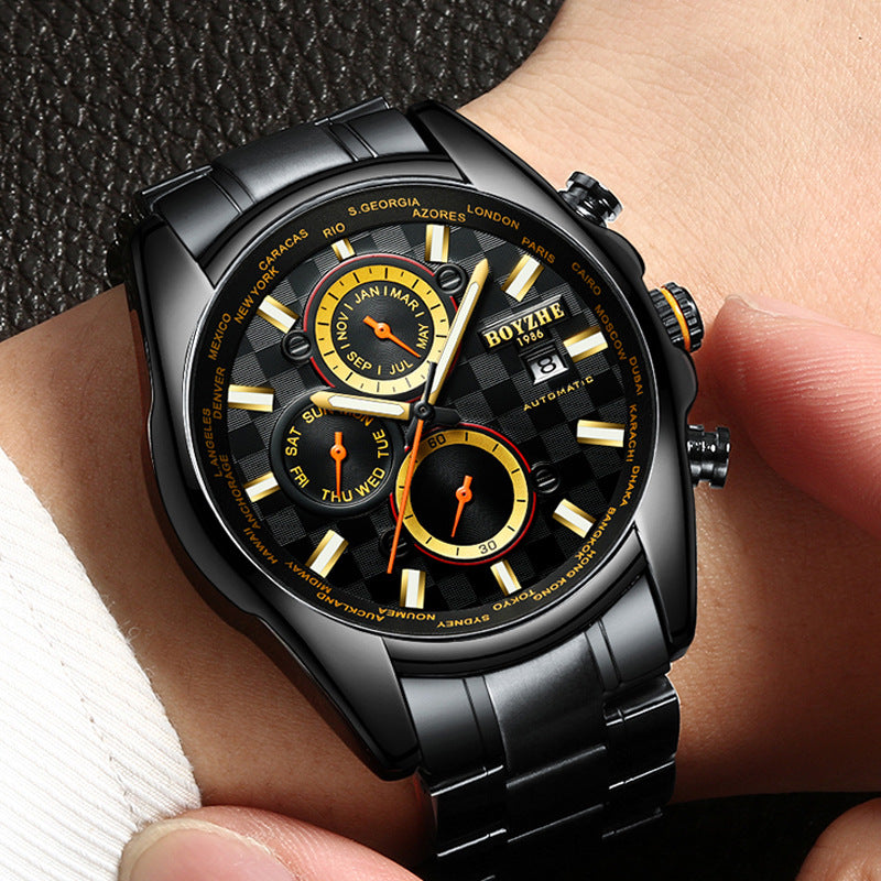 Luminous Waterproof Business Mechanical Watch – Automatic Men's Timepiece