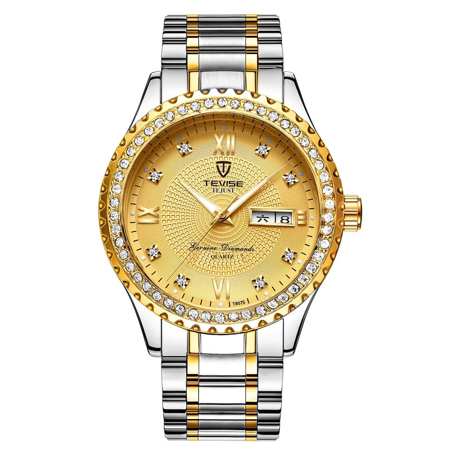 Couple Watches Set - Gold Diamond Quartz Minimalist Wristwatches | His & Hers