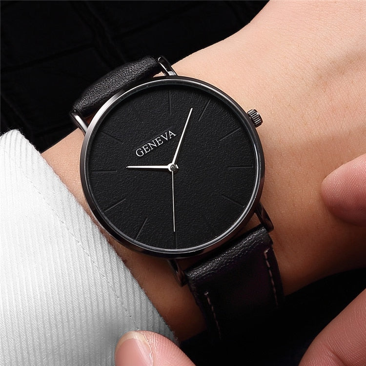 Geneva Luxury Quartz Watch - Leather Strap