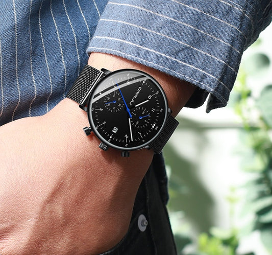 Men's Sports Watches - Waterproof Chronograph Stainless Steel Watch | Blue