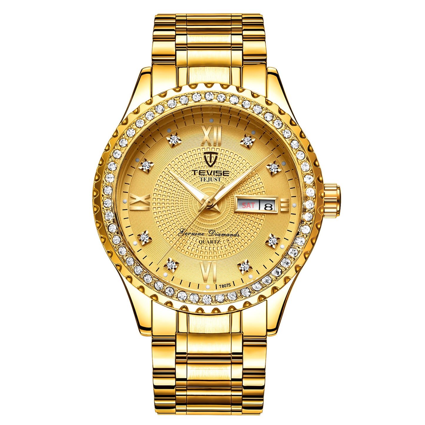 Couple Watches Set - Gold Diamond Quartz Minimalist Wristwatches | His & Hers